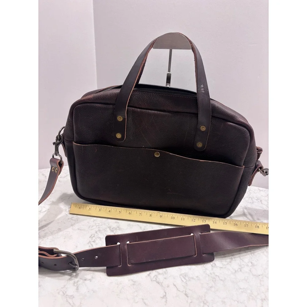 Go Forth Goods Martin Leather Briefcase Dark Brown Handmade Laptop Messenger Bag